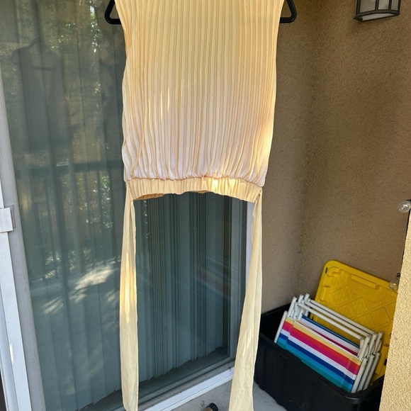 Ramy Brook Light Yellow Sleeveless Wrap Blouse - Picture 2 of 3